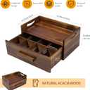 Acacia Wood Tea Bag Organizer Drawer with 12 Compartments, Premium Wooden Tea Box Storage Caddy & Multi Functional Countertop Tea Station