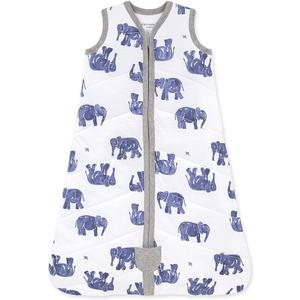 Burt's Bees Baby Baby Beekeeper Wearable Blanket, 100% Organic Cotton, Swaddle Transition Sleeping Bag, Quilted Elephants, Small