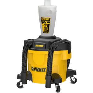DEWALT Dust Separator with 6 Gallon Poly Tank, 99.5% Efficiency Cyclone Dust Collector, High-Performance Cycle Powder Collector Filter, DXVCS002, Yellow