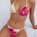Tainehs Women's Sexy Halter Bikini Set Triangle Top String Swimwear Two Piece Swimsuits Cheeky Bathing Suit (Yellow, M)