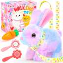 Plush Toys Hopping Easter Bunny Stuffed Animal with Sounds, Wiggling Ears, Jumping, Twitching Mouth and Nose, Easter Basket Stuffer Decor School Prize Birthday Gift for Kids