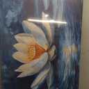 Large Zen Canvas Wall Art White Lotus Floral Bloom In Water Picture Wall Decor Abstract Night Lotus Poster Print Artwork for Yoga Spa Meditation Spiritual Room Bathroom Living Room Office 40L''x20W''