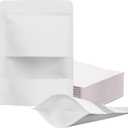 100 Pcs Resealable bags,4.7" x 7.9" Stand Up White Kraft Paper Bags with Matte Window, Zip Lock Food Storage Bags for Packaging Products, Reusable, Sealable