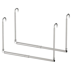 Hanging Closet Rod, 2 Pack Adjustable Height & Width Closet Rods for Hanging Clothes-Closet Extender Hanging Rod Space-Maximizing Design Suitable for Hanging and Drying Clothes, Silver