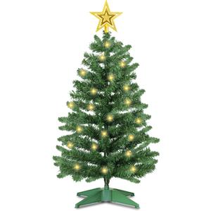 3 Ft Green Christmas Tree with Lights, Timer 8 Modes 50 Warm White Lights Battery Operated Small Artifical Full Christmas Tree for Tabletop Home Office Indoor Outdoor Xmas Holiday Party Decorations