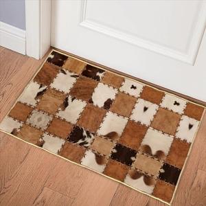 Cowhide Rug Bath Mats,Western Bathroom Rugs Cow Print Brown Vintage Throw Rug Non-Slip Floor Carpet Entryway Doormat Indoor Door Mats Washable Area Rugs for Laundry Living Room