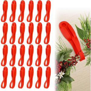 24 PCS Christmas Garland Hangers for Mantle, Fireplace Stocking and Garland Hanger, Stretchable and Reusable Silicone Adhesive Tape, Suitable for Christmas Door Frame, Staircase Decoration (24) Red