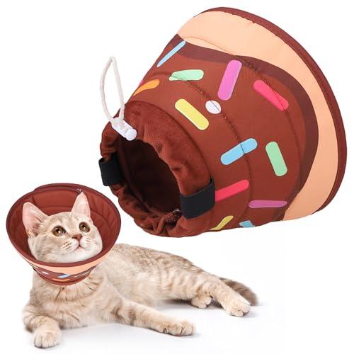 KOOLTAIL Cat Cone Collar Soft, Adjustable Cat Cones to Stop Licking, Foldable Donut Water Resistant Pet Recovery Neck E Collars After Surgery, Kitten Elizabethan Collar for Small to Large Cat (Large, Brown)