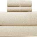 Road Trip America Jersey Sheets Queen Set - Cotton (4 Pieces) All Seasonal Deep Pockets Soft Cozy Knit Stretchy Bed Sheets - Hotel and Residential Quality (Oatmeal, Queen)