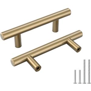 Goldenwarm 35 Pack Champagne Bronze Cabinet Pulls Gold Cabinet Handles 3 inch(76mm) Champagne Drawer Handles Brushed Bronze Drawer Pulls Kitchen Bathroom Bedroom Furniture Hardware (3in Hole Centers)
