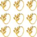 KPOSIYA Set of 50 Leaf Napkin Rings Metal Gold Napkin Holder Table Napkin Rings for Thanksgiving Day Christmas Dinning Table Parties Everyday (Ye Zi-Gold 50)
