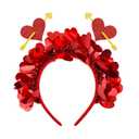 Valentines Day Headband for Kids Hearts Red Headbands for Girls Pink Glitter Cupid Costume for Women Valentine Decoration(Small)