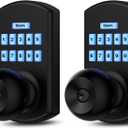 Hidalife Smart Door Knob with Keypad, Keyless Entry Door Lock for Front Door, Easy Passage Mode, One-time Code, Matte Black 2 Pack