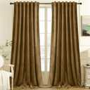 Nemia Gold Brown Velvet Curtains Thermal Insulated Blackout Curtain for Bedroom Window Living Room Darkening Luxury Vintage 84 Inches Long Heavy Drapes Panels Back Tab Set of 2