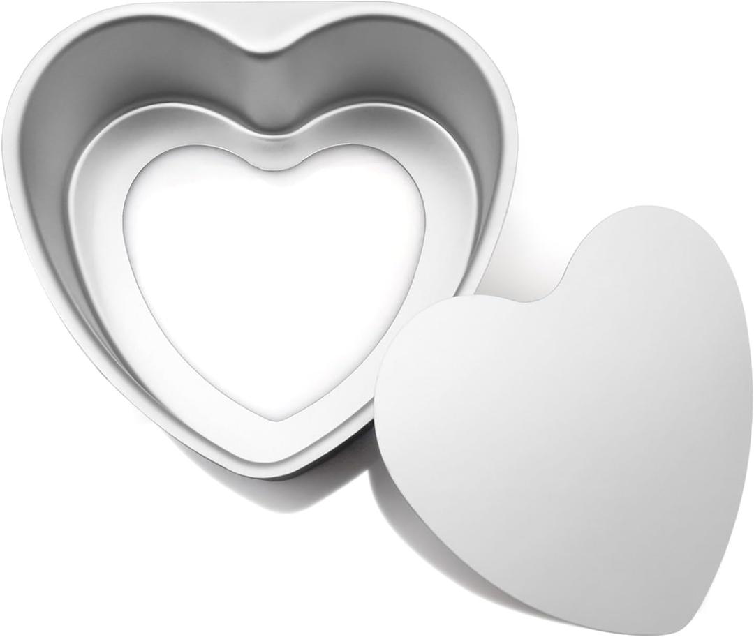 Aluminum Heart Shaped Cake Pans, 8 Inch Nonstick Baking Pan with Removable Bottom Cake Mold for Valentine's Day Wedding Birthday Anniversary, 1pc
