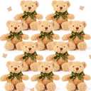 Skylety 10 Pieces Valentine Bears 10 Inch Soft Plush Toy Stuffed Animals Cute Bears for Kids Boys Girls Birthday Baby Shower Party Favor(Brown)