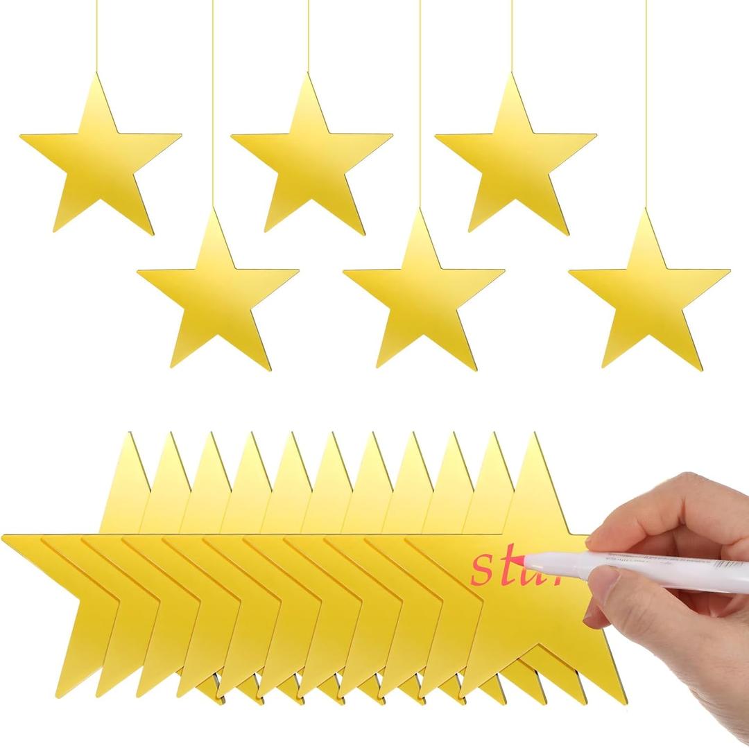 48 Pcs 6 Inch Gold Star Cutouts Double Printed Paper Gold Cutouts Glitter Star Decor Decoration Cardboard Red Carpet Party Supplies for Bulletin Boards Christmas Weddings
