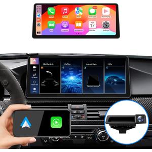 Ultra Narrow 12.3 inch CarPlay for BMW 5 Series E60 E61 E63 CCC Andriod Auto Radio Upgrade Touch Screen Car Stereo Multimedia Linux System with Reverse Camera AHD 720P