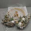 Christmas Wreath Christmas Nutcracker and Berry Wreath Suitable for Decorating Doors, Windows (White Wooden Nutcracker Decor With Light)