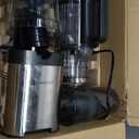 AMZCHEF Cold Press Juicer, Juicers Machines - 5.2" Masticating Juicer for Whole Fruits & Vegetables, Stainless Steel Easy to Clean, Large Auger, Triple Strainers, Silver