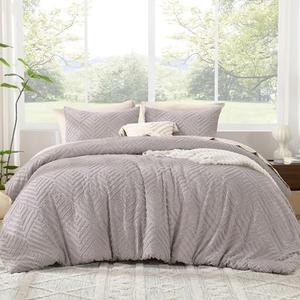 Litanika King Size Comforter Set Milk Coffee, 3 Pieces Cream Tufted Boho Farmhouse Bedding Comforter Sets, Lightweight Fluffy Comforter Bed Set for All Season (104x90In Comforter and 2 Pillowcases)