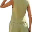 Mina Self Linen Vest Tops For Women Summer Lihtweight Breathable V-Neck Button Fashion Casual Work Beach Vacation Outerwear (Green, XL)