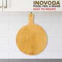 12" Wooden Pizza Peel | Pizza Cutting Board & Cheese Board with Cutter & Knife | Multipurpose Bamboo Cutting Board & Charcuterie Board For Pizza, Cheese, Fruits, Vegetables & Meat