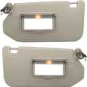 Driver Left & Passenger Right Side Sun Visor Replacement Compatible with2013-2018 Pathfinder 2014-17 Infiniti QX60 and 2013 Infiniti JX35 with Lamp & Mirror Replaces 96401-9PB0A 964009PB0A Color Beige