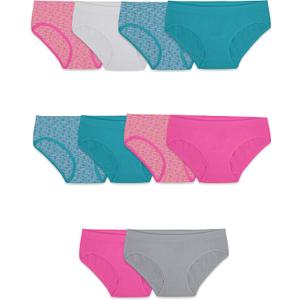 Fruit of the Loom Girls' Seamless Underwear Multipack (10-12, Hipster - 10 Pack - Assorted)