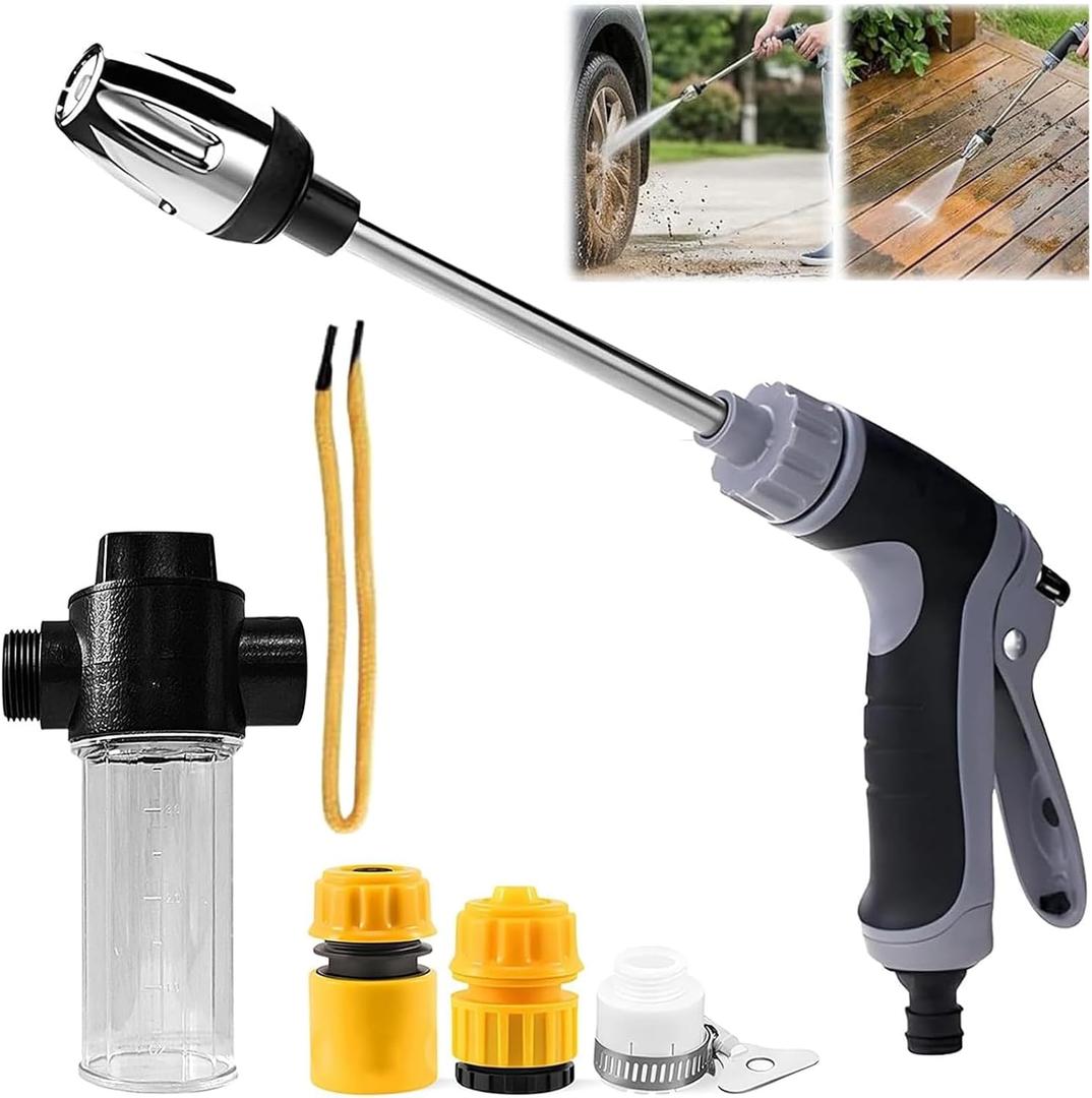Pressure Washer, Handheld Power Washer with 360 Rotating Nozzle, 3 Spray Modes, Stainless Steel Universal Hose Fit, Tool-Free Installation-Driveway & Outdoor Cleaning
