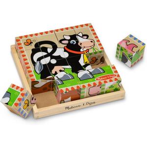 Melissa & Doug Farm Wooden Cube Puzzle   – 6in1 Animal Puzzle for Toddlers and Preschoolers – 16 Wooden Cubes – Farm Toy for Kids Ages 3+  FSC Certified ( No Storage Tray, only wooden blocks)