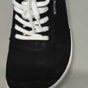 WHITIN Wide Toe Box Barefoot Sneakers for Women | Lightweight Canvas Minimalist Shoes (9, Black White)