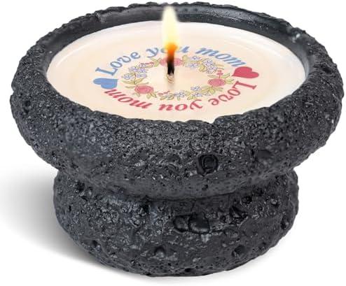 NIARION Gifts for Mom from Daughter, Funny Birthday Gifts, Christmas Day Gift, Lavender Candles, Candle Scented, Love You Mom Pattern, Non Toxic Soy Candles for Home, Black, Set Of 2