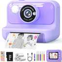 Kids Camera Instant Print, Christmas Birthday Gifts for Girls and Boys, 1080P HD Video Digital Kids Camera with 32G Card, Toddler Camera for 3-12 Years Old, Purple