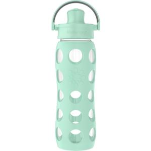 Lifefactory 22-Ounce Glass Water Bottle with Active Flip Cap and Protective Silicone Sleeve, Mint