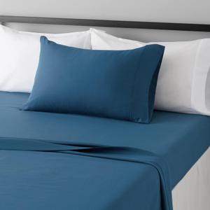 Amazon Basics Lightweight Breathable Brushed Microfiber 3-Piece Bed Sheet Set with 14-Inch Deep Pockets, Wrinkle Resistant, Twin, Dark Teal, Solid