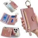 Cavor Compatible with MagSafe Wallet,Magnetic Wallet for iPhone 17/16 Pro Max/15 Pro/14 Plus/13/12 Series,for W allet magsafe with Adjustable Stand,Mag Safe Phone Card Holder Zipper-Pink