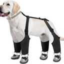 Dog Suspender Boots with Fleece Lining, Waterproof Dog Snow Boots Anti-Slip Rubber Sole Dog Booties and Paw Protectors Winter Shoes for Dogs Legging Dog Shoes for Small Medium Large Dogs(B,4) (#4(Paw Width:2.4 Inches))