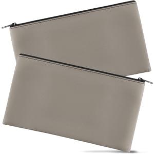 2 Pieces Money Bags with Zipper, 11x6.1 inch Money Pouch, Bank Bag, Cash Bag, Check Wallet, Cosmetics(Gray)