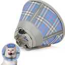 Cat Cone Collar Soft, Cat Recovery Collar for Large Medium Small Cats Kittens, Pet Cone Alternative After Surgery (L(Neck 9"-12"), With-BlueGrid)
