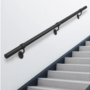 6.6ft Stair Railing Indoor Metal Hand Rails for Indoor Stairs 1.5" Pipe Stair Handrail Aluminum Wall Mounted Indoor/Outdoor Handrail for Steps Black Industrial Handrail for Stairs