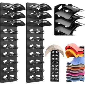 Hat Rack Organizer Holder for Baseball Caps. 2 Packs Hat Brim Bender & Door Wall Mount Hat Hanger, Adhesive and Screws Hat Storage Hold Up to 20 Hats For Closet and Bedroom (2 Pack Black)