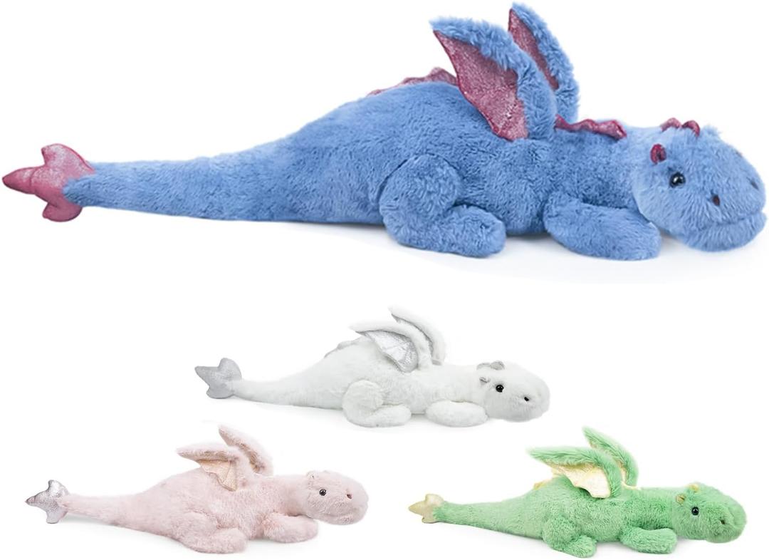 Trsnyl Giant Weighted Stuffed Animal 10Lbs 35.4", Heavy Soft Dragon Plush Toy, Blue Weighted Dragon Stuffed Animal for Kids and Adults, for Comfort and Relaxation