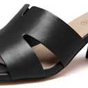 Gorfen Women's Square Open Toe Sandals Low Block Chunky Heel Slip on Comfortable Casual Sandals for Daily Wear, Size 10