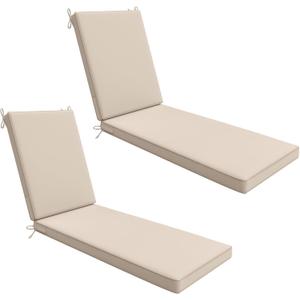 AAAAAcessories Outdoor Chaise Lounge Cushions, Waterproof, Fade-Resistant Patio Furniture Replacement Cushions, 80" x 26" x 3", Set of 2, Beige