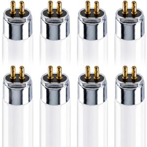 8 Pack F54T5/841/HO 54W T5 Fluorescent Tube Light Bulb, 46 Inch, 4100K Cool White Replacement Fluorecent Bulb, 4200 Lumens, G5 Mini Bi-Pin Base, High Output