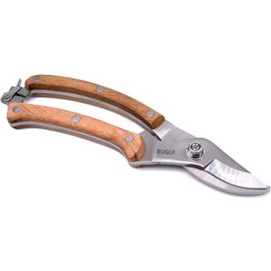 BUGUI Wood Handle Pruning Shears, SK-5 Steel Blade, 1-inch Cutting Capacity, Sharp, Well Designed Garden Shears, 8"