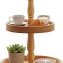 Decorative Tray - Cupcake Stand Two Tiered Tray Farmhouse Rustic 2 Tiered Serving Tray for Home and Kitchen Decor, Party, Weddings-Holiday Decoration Customizable Display Options(Brown) (15.7")