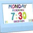 Kids Digital Alarm Clock Colorful, 7" Large LED Time Display Children's Sleep Trainer, Eye-Caring Digital Clock for Girls Boys Bedrooms Bedside, 17 Alarm Clock Settings Easy to Use Kids Birthday Gift (Blue)