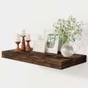 12 Inch Deep Floating Shelves, 24 x 12 Floating Shelf for Books, Rustic Wood Deep Wall Shelves for Home Storage & Display, 2" Thicked Shelves for Kitchen, Living Room, Bedroom, Rustic Brown, 1 Pack